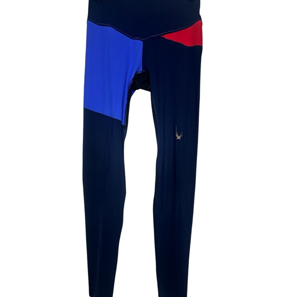 Vibrant Colorblock Leggings in Black and Blue